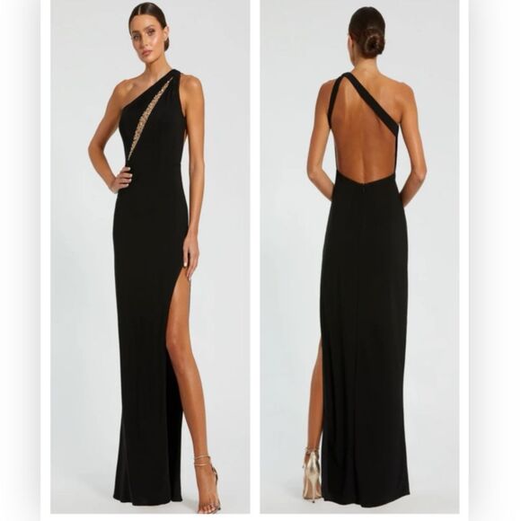 Mac Duggal 68690 Women's Embellished Cut-Out One-Shoulder Gown M NWT - Picture 1 of 6